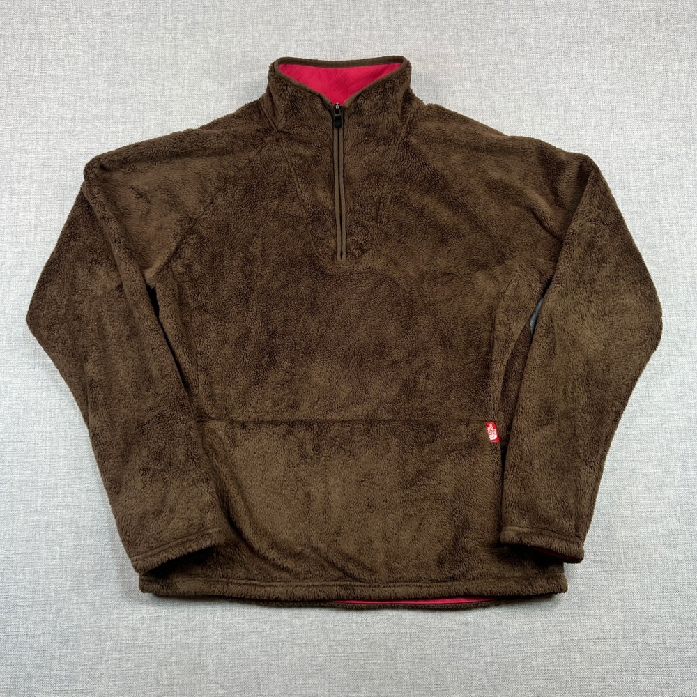 The North Face Womens L Mossbud Brown High-Pile Fleece 1/4 Zip Pullover Gorpcore